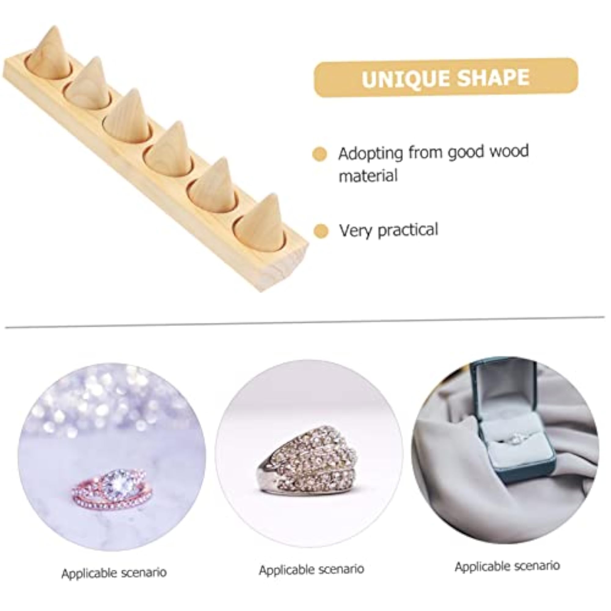4pcs Multi-layer Wooden Cone Ring Holder